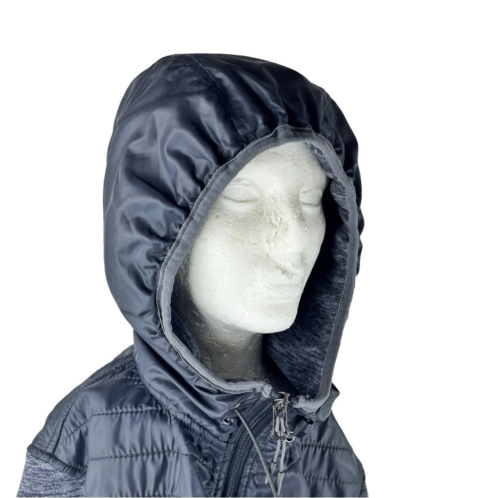 NEW BALANCE Women's Black and Charcoal Grey Fleece Hoodie Jacket Drawstrings S - Picture 3 of 7